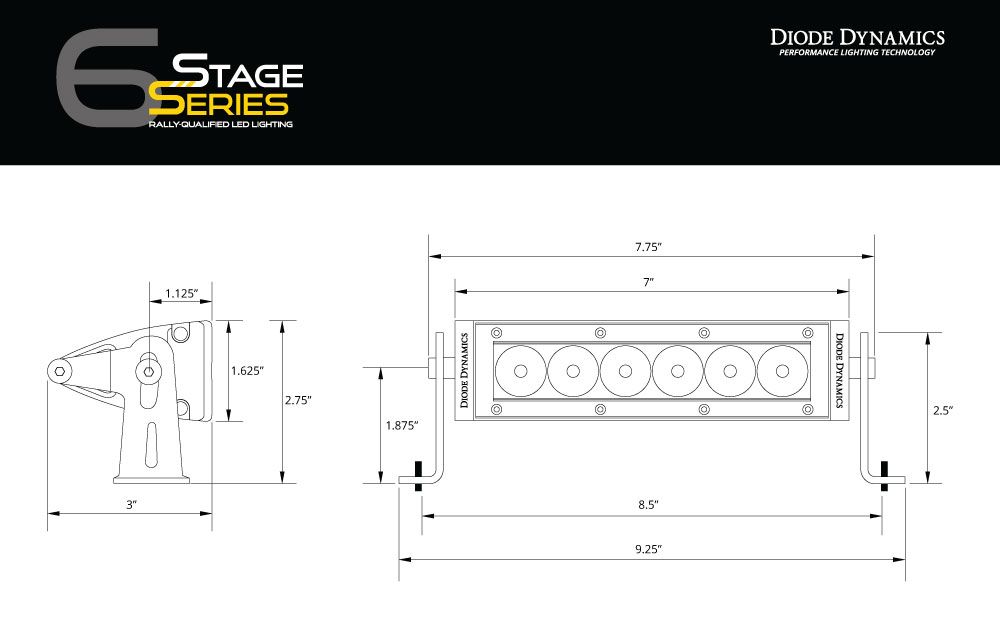 Stage Series 6 SAE Amber Light Bar (pair)